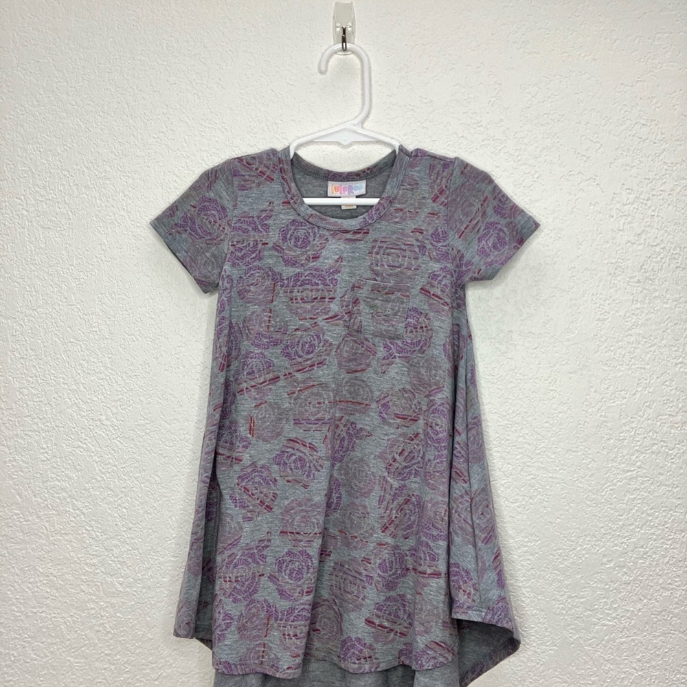 Gray and Purple Floral Dress